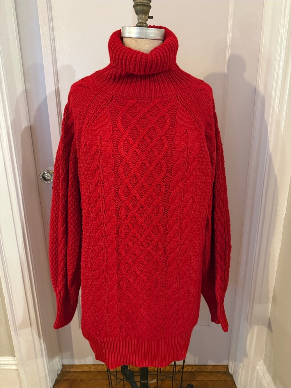Cozy Cable Knit Oversized Turtleneck Red Cable-Knit Turtleneck Sweater